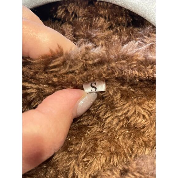 Brown Coffee Soft Cozy Fluffy Button-down Hoodie-Jacket Small - Picture 6 of 7